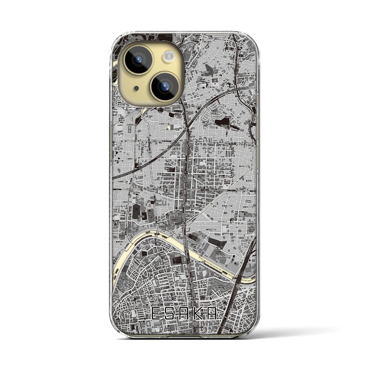 【江坂(大阪府)】地図柄iPhoneケース(クリアタイプ)