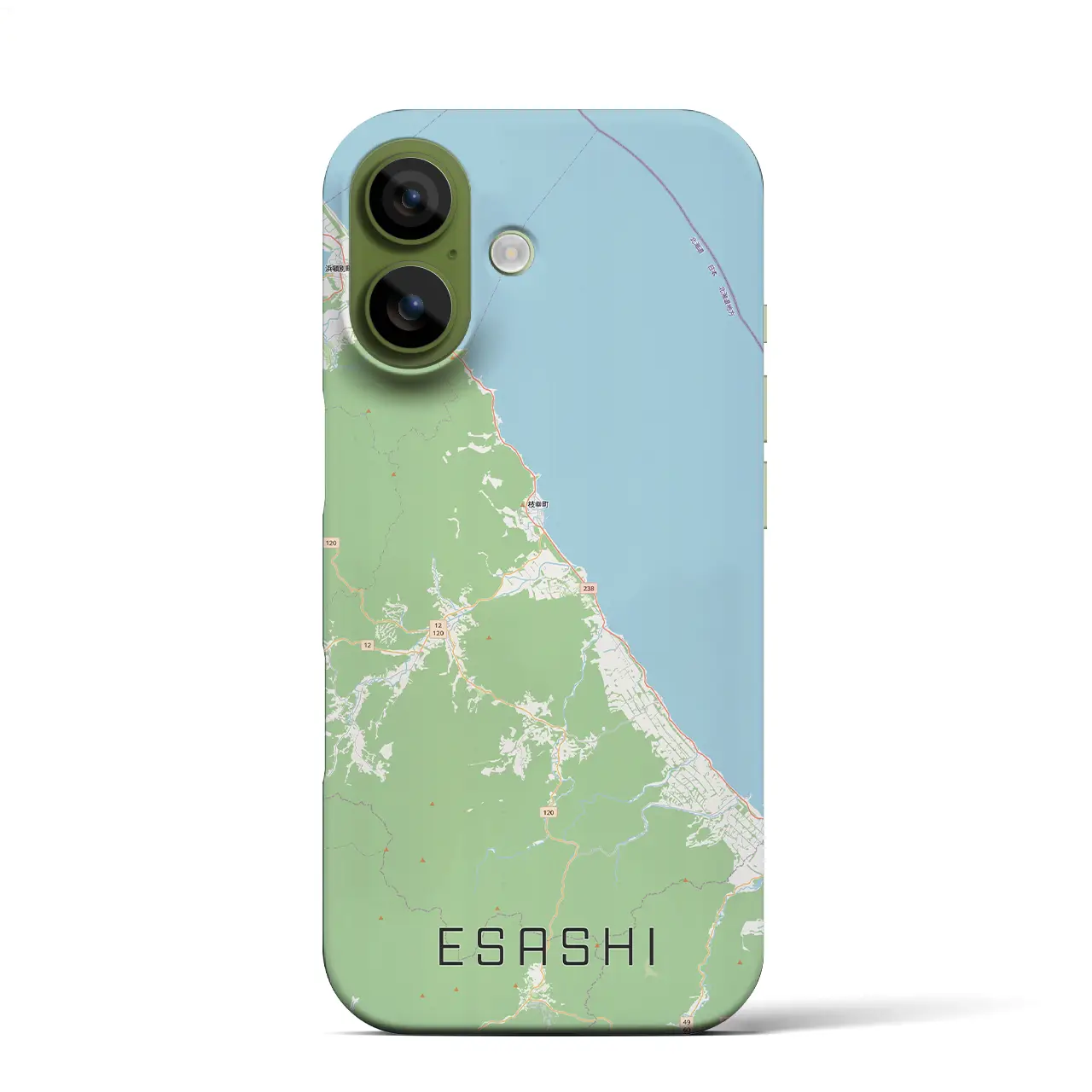 【枝幸(北海道)】地図柄iPhoneケース(バックカバータイプ)ナチュラル・iPhone 17 Pro Max 用
