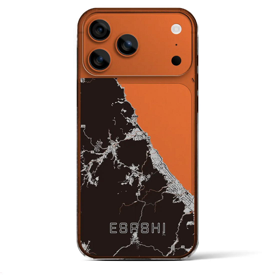 【枝幸(北海道)】地図柄iPhoneケース(クリアタイプ)モノトーン・iPhone 17 Pro Max 用
