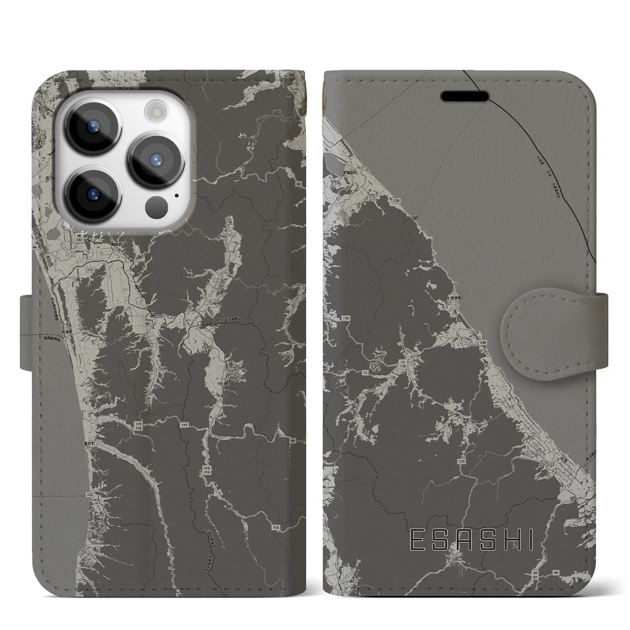 【枝幸(北海道)】地図柄iPhoneケース(手帳タイプ)