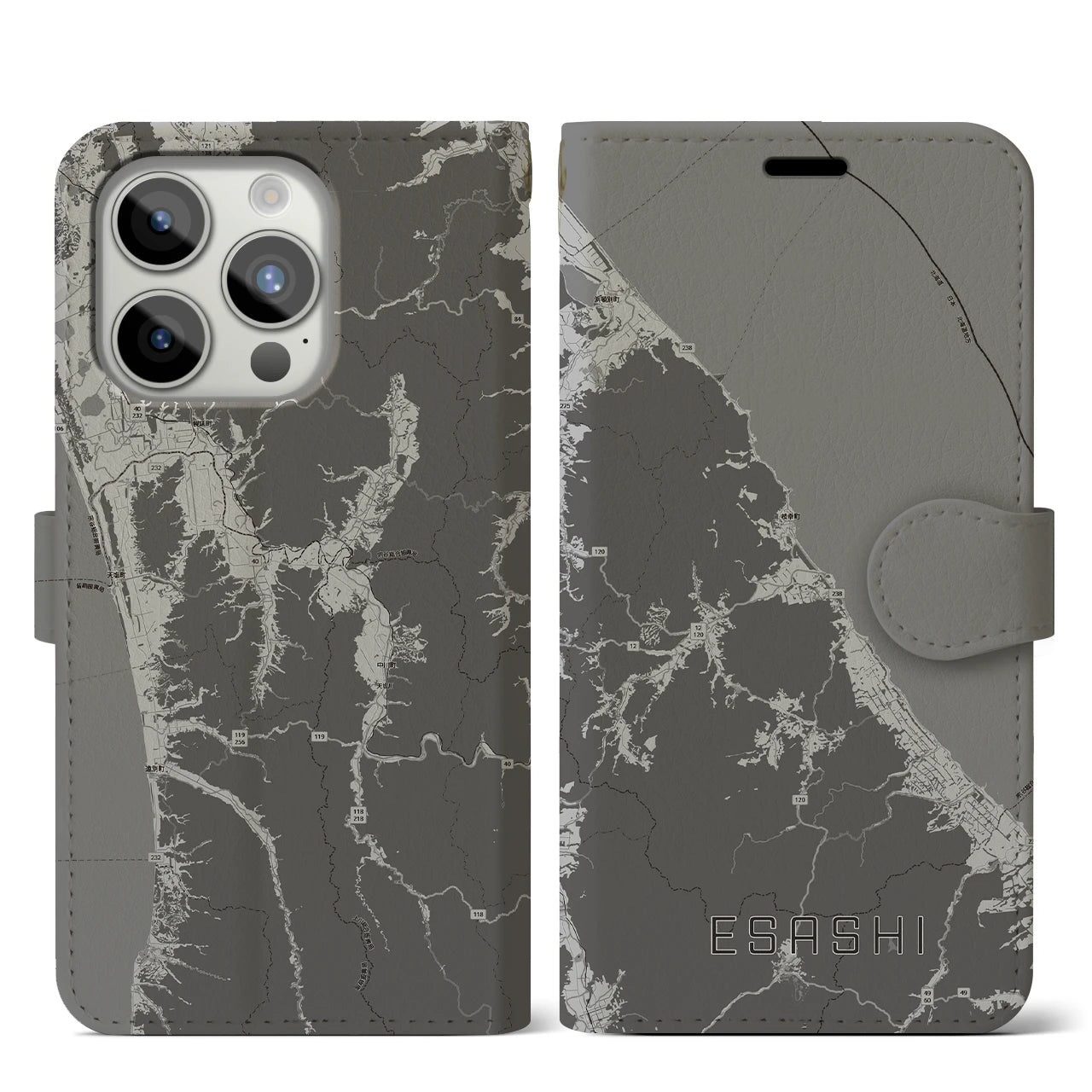 【枝幸(北海道)】地図柄iPhoneケース(手帳タイプ)