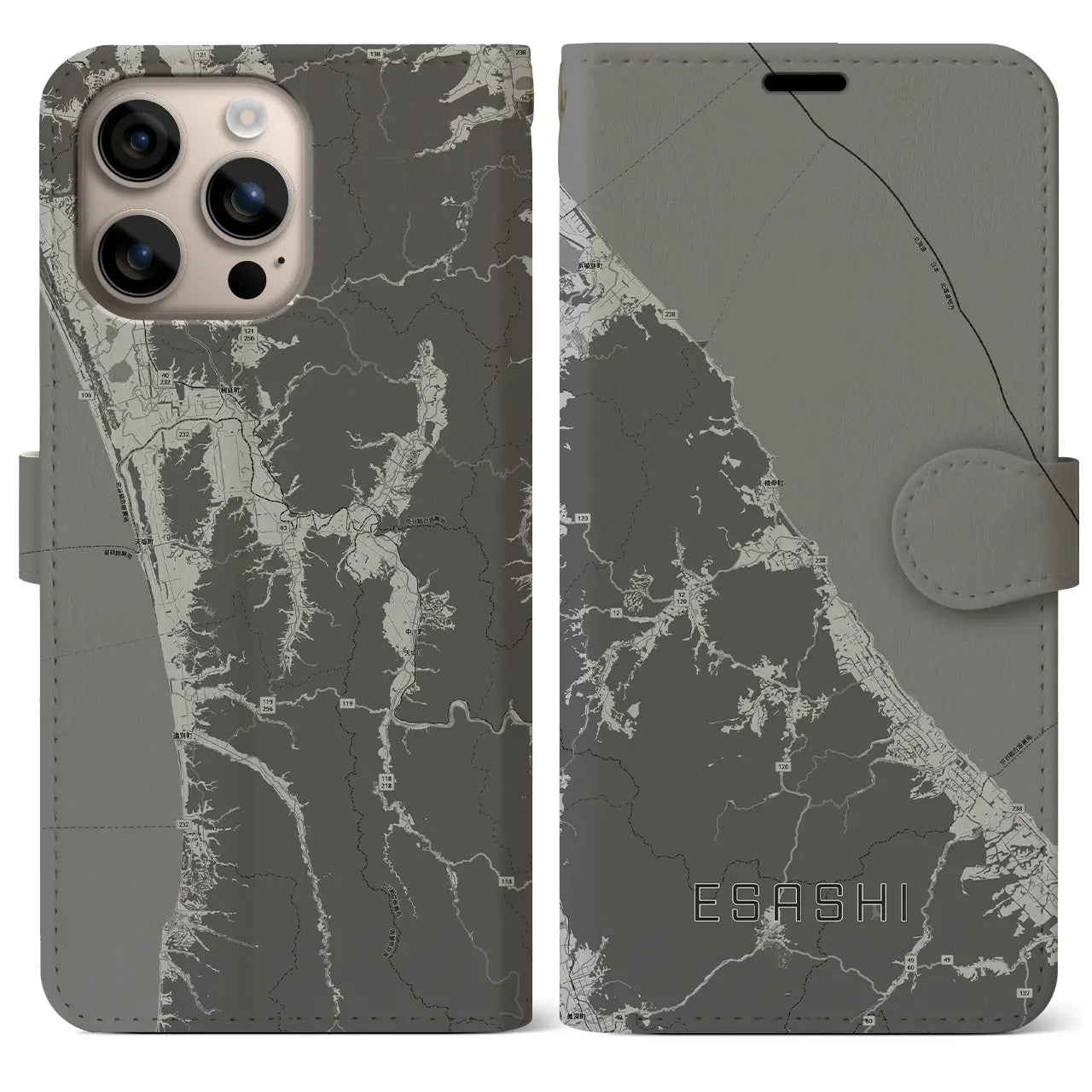【枝幸(北海道)】地図柄iPhoneケース(手帳タイプ)