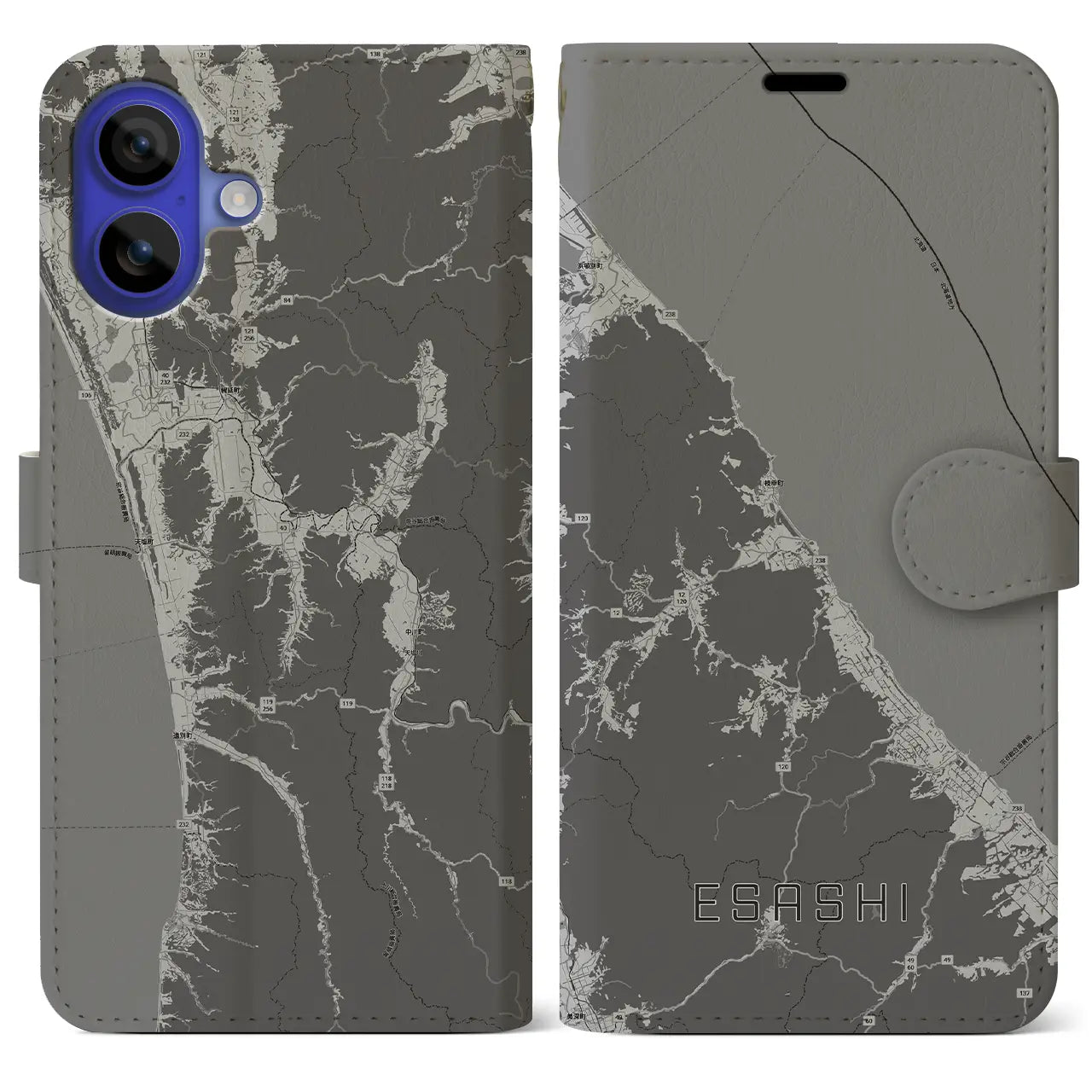 【枝幸(北海道)】地図柄iPhoneケース(手帳タイプ)