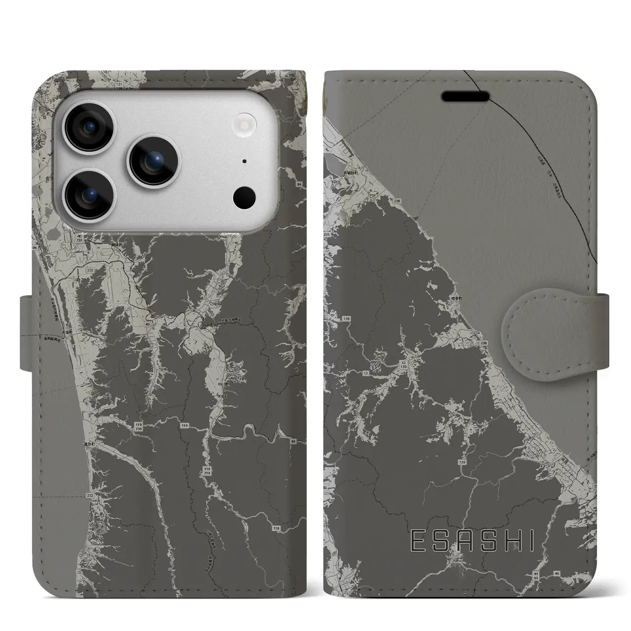 【枝幸(北海道)】地図柄iPhoneケース(手帳タイプ)