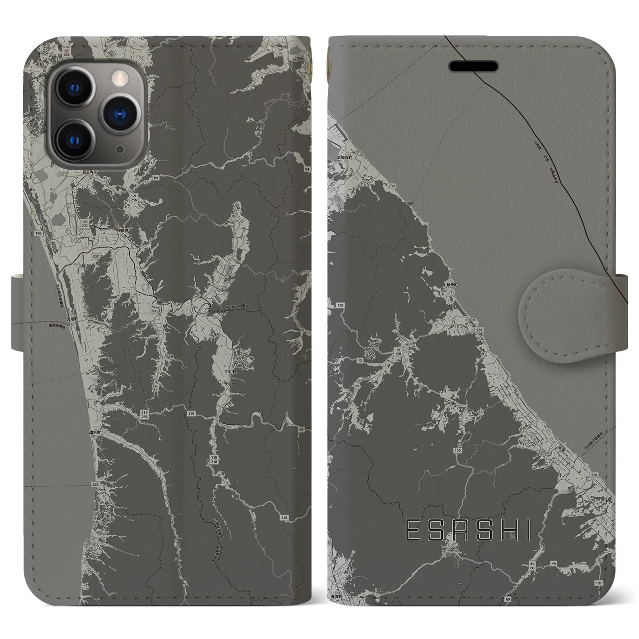 【枝幸(北海道)】地図柄iPhoneケース(手帳タイプ)