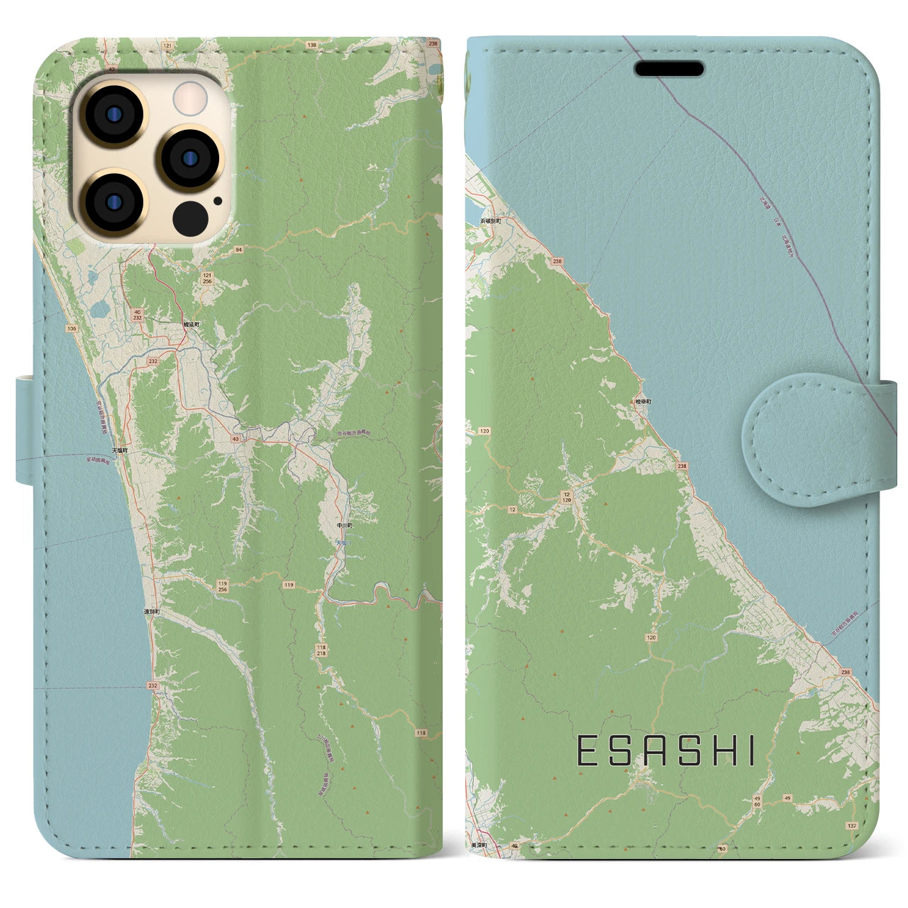【枝幸(北海道)】地図柄iPhoneケース(手帳タイプ)