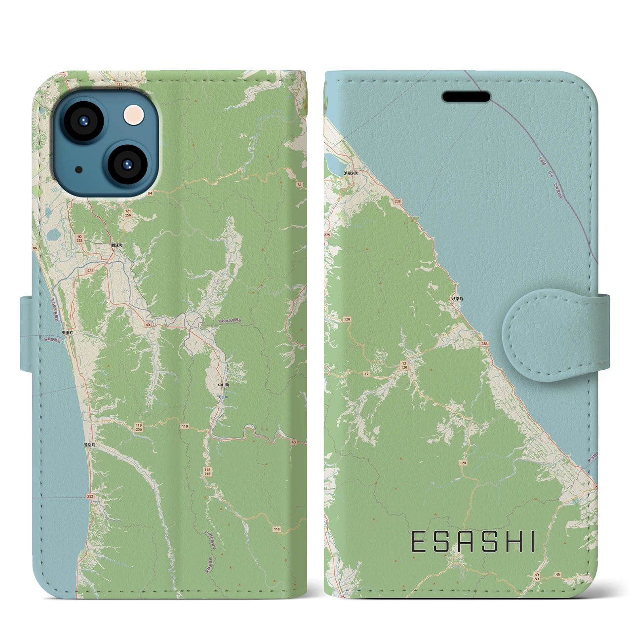 【枝幸(北海道)】地図柄iPhoneケース(手帳タイプ)