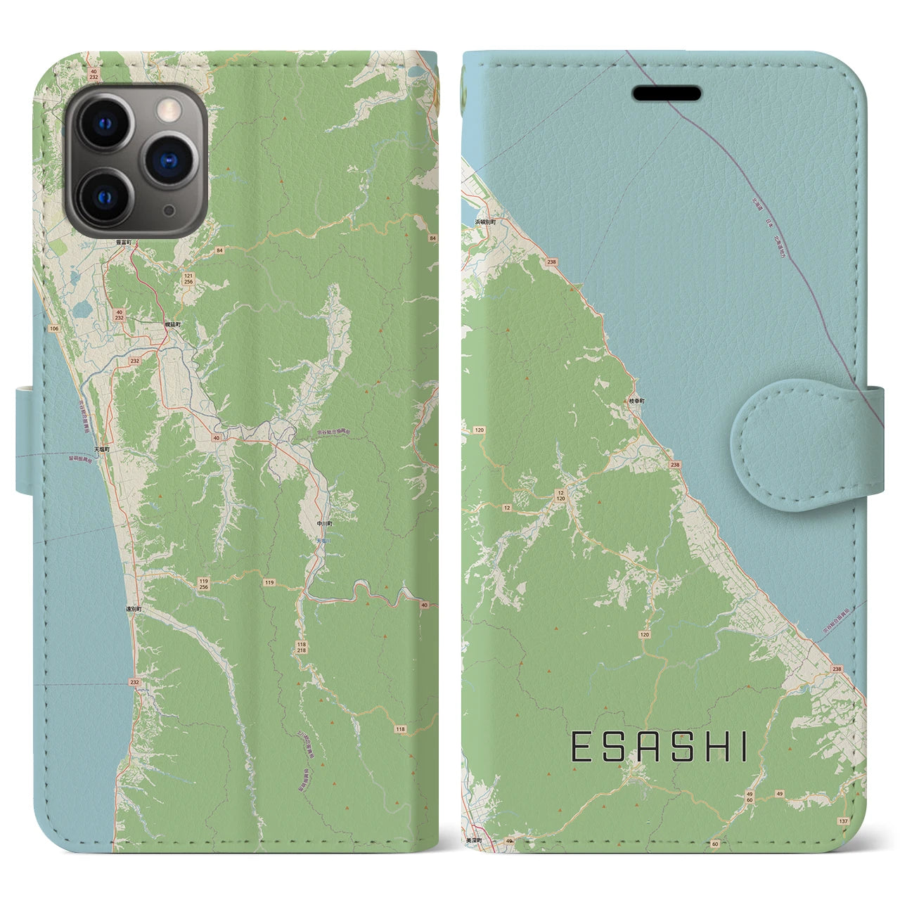 【枝幸(北海道)】地図柄iPhoneケース(手帳タイプ)