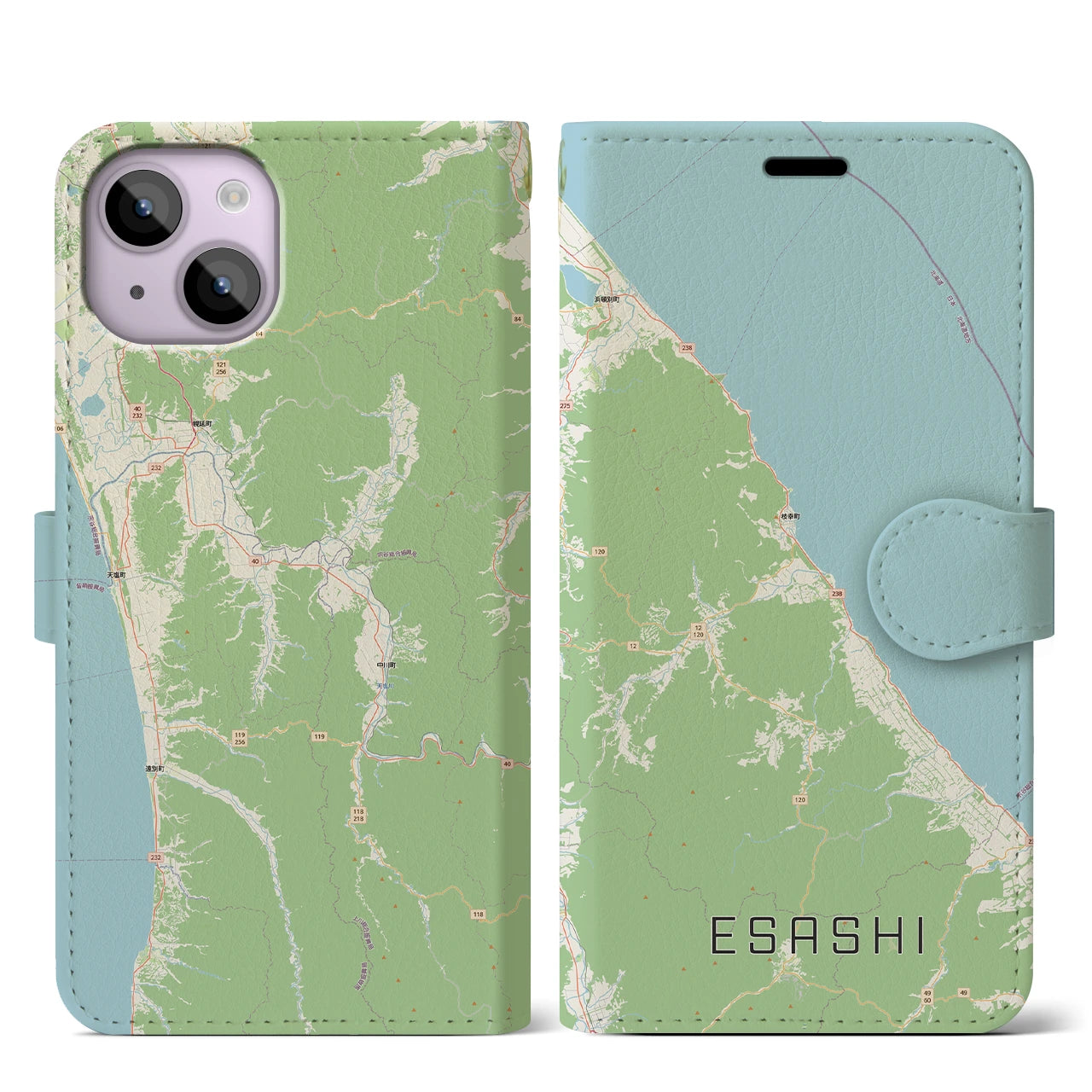 【枝幸(北海道)】地図柄iPhoneケース(手帳タイプ)