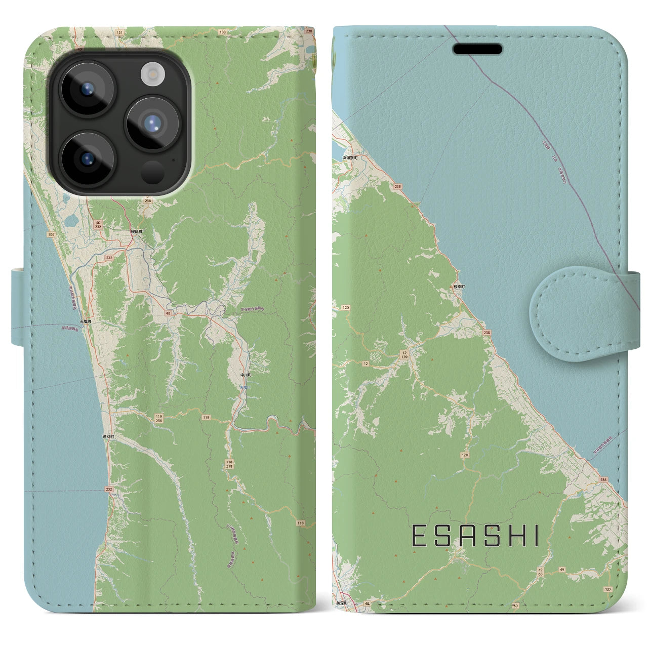 【枝幸(北海道)】地図柄iPhoneケース(手帳タイプ)