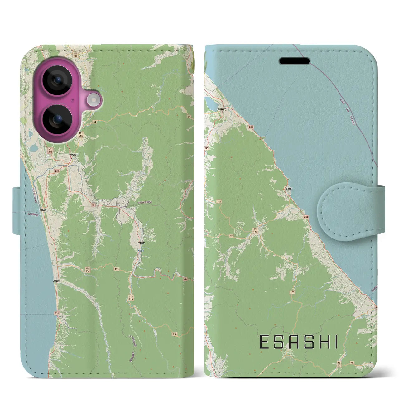 【枝幸(北海道)】地図柄iPhoneケース(手帳タイプ)
