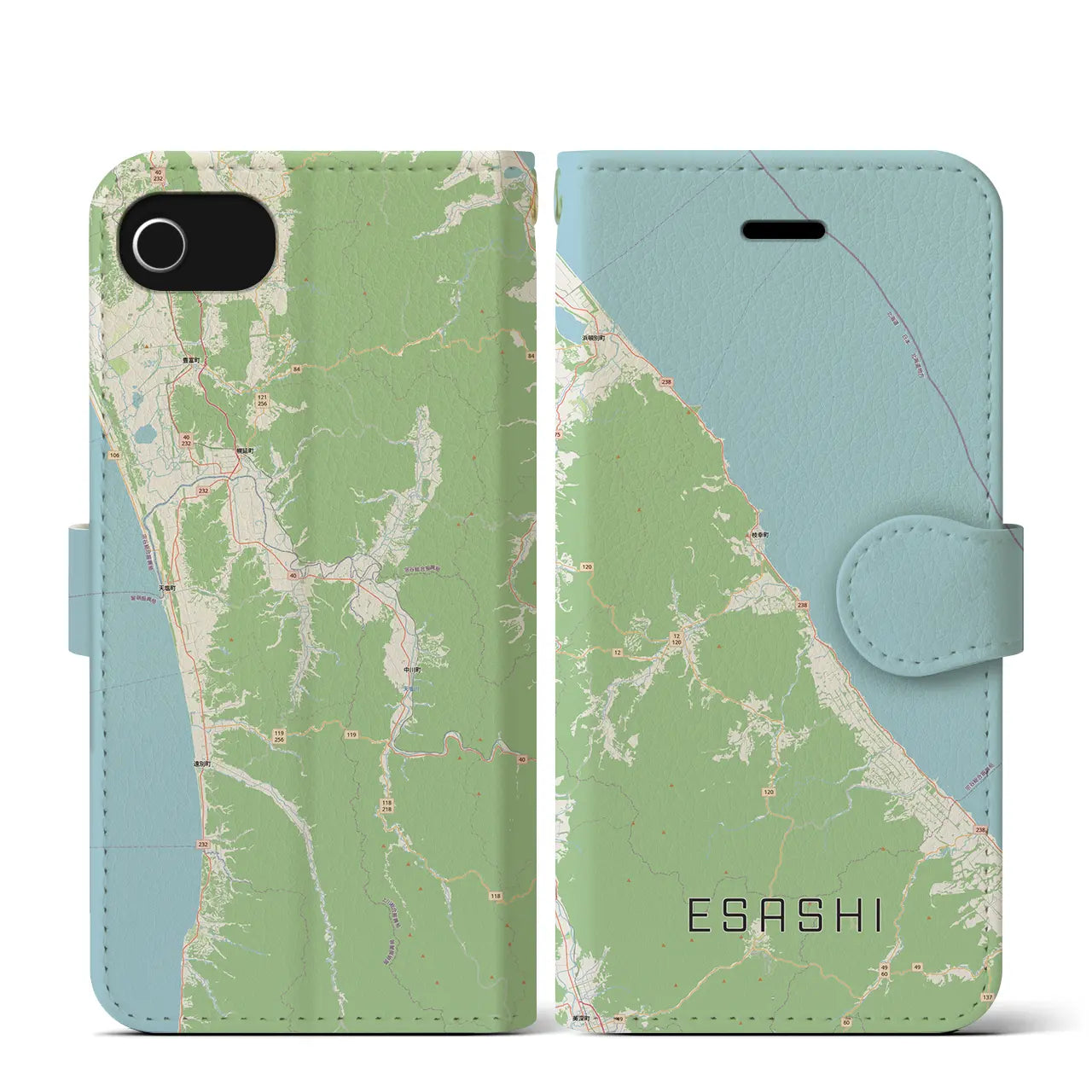 【枝幸(北海道)】地図柄iPhoneケース(手帳タイプ)