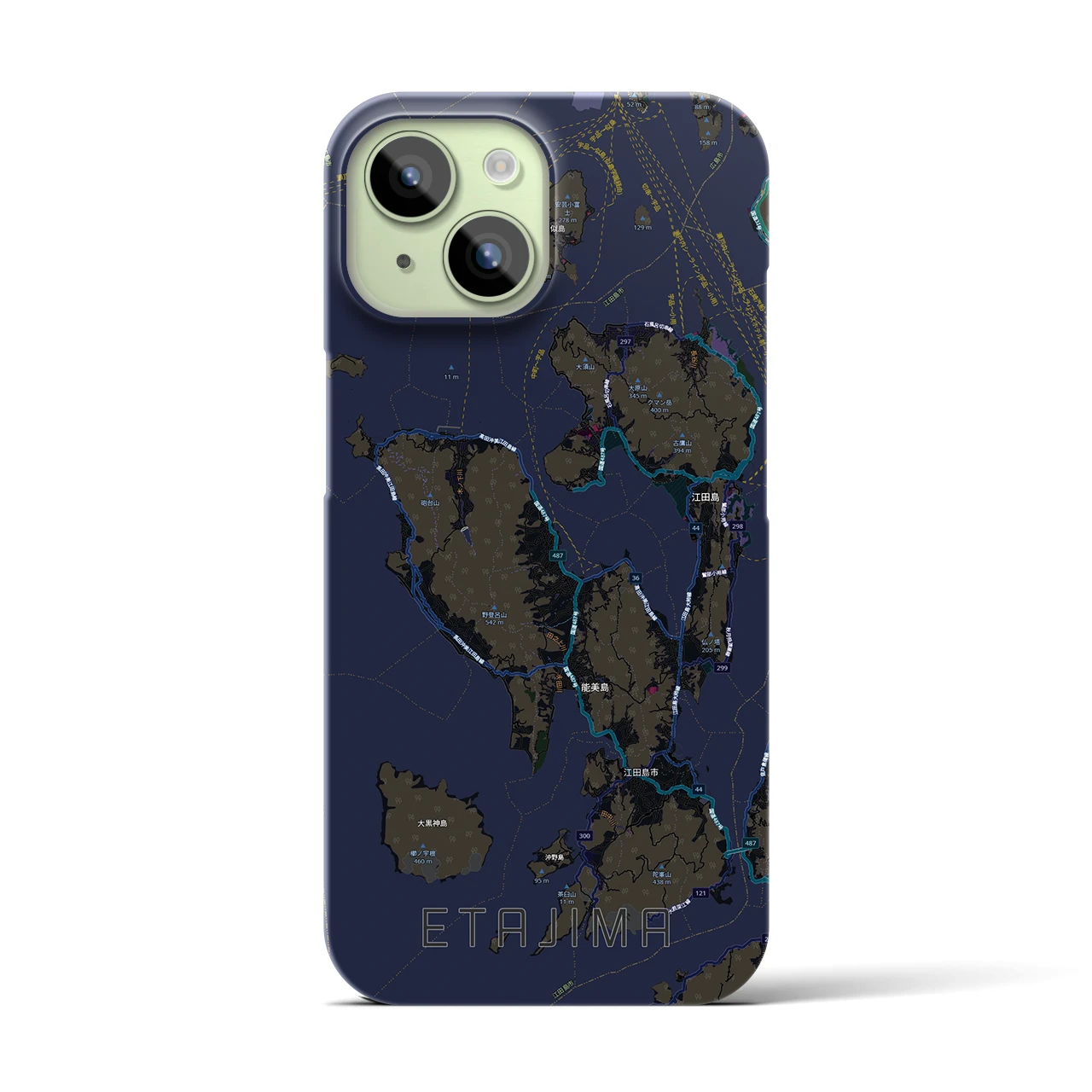 【江田島2(広島県)】地図柄iPhoneケース(バックカバータイプ)