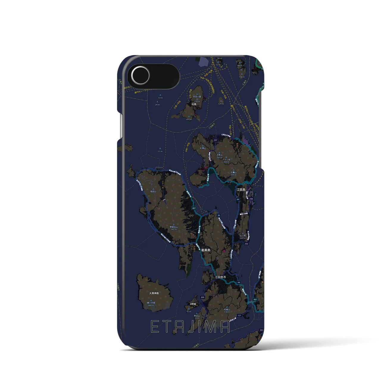 【江田島2(広島県)】地図柄iPhoneケース(バックカバータイプ)