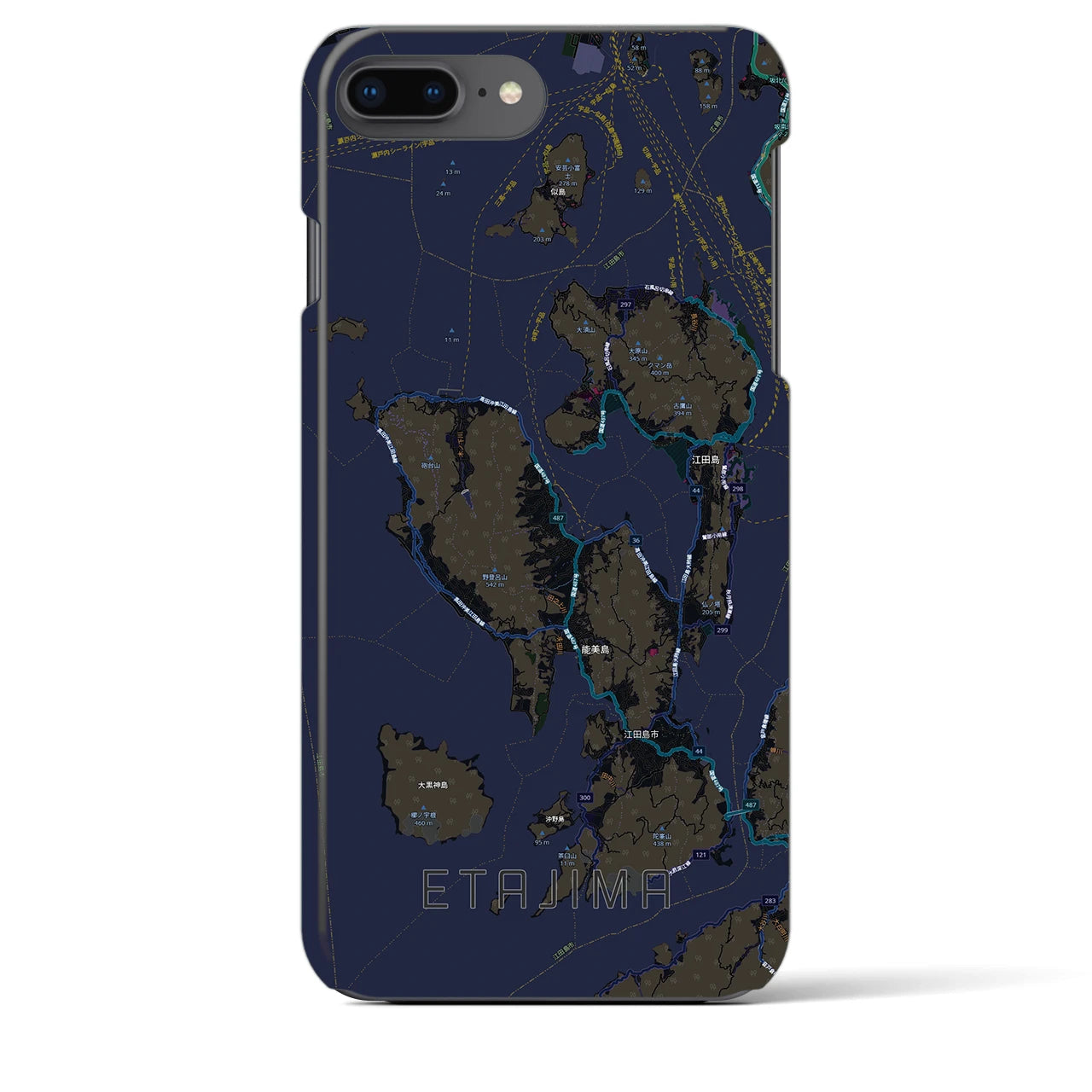 【江田島2(広島県)】地図柄iPhoneケース(バックカバータイプ)