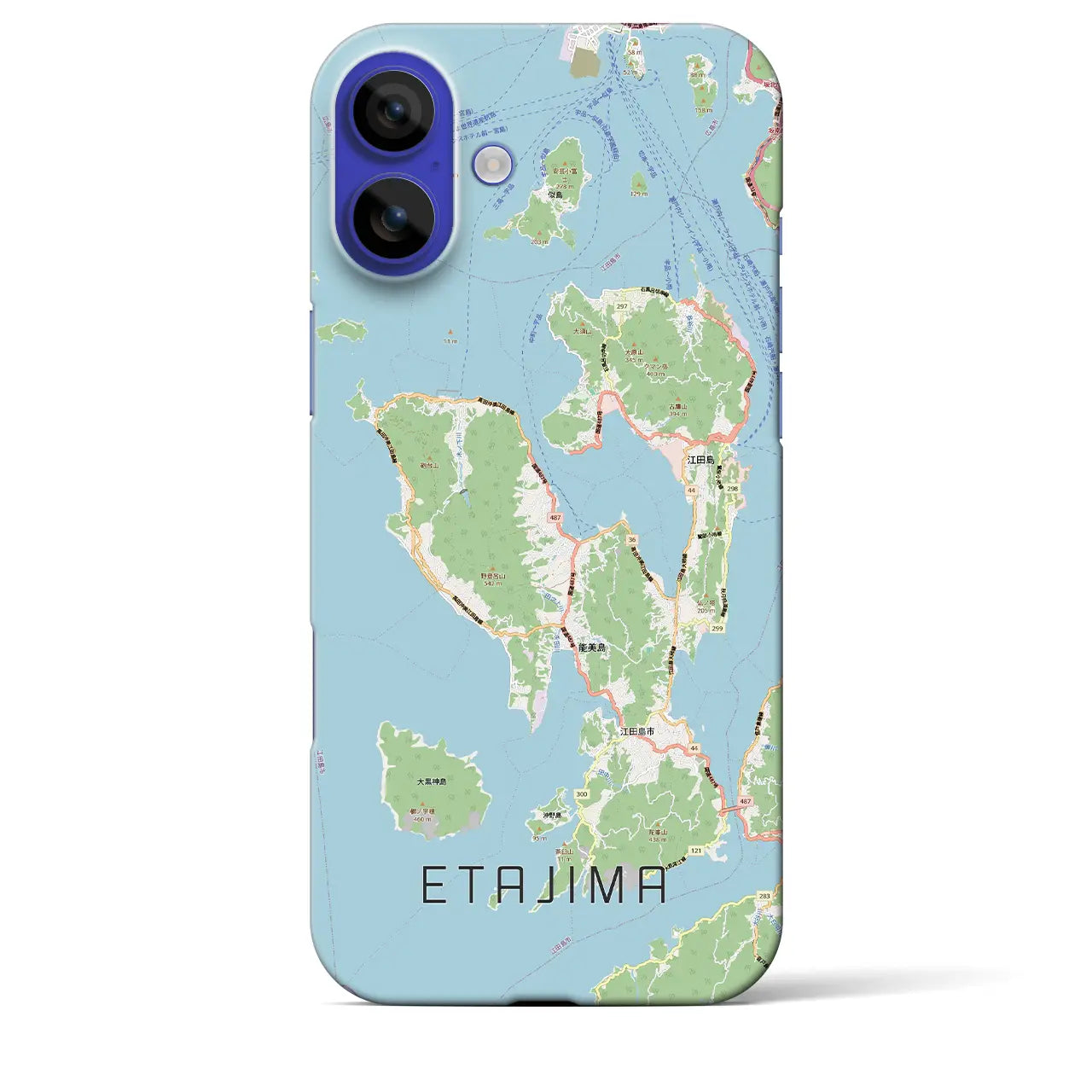 【江田島2(広島県)】地図柄iPhoneケース(バックカバータイプ)ブラック・iPhone 16 Pro Max 用