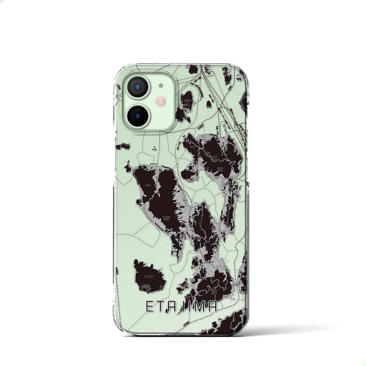 【江田島2(広島県)】地図柄iPhoneケース(クリアタイプ)