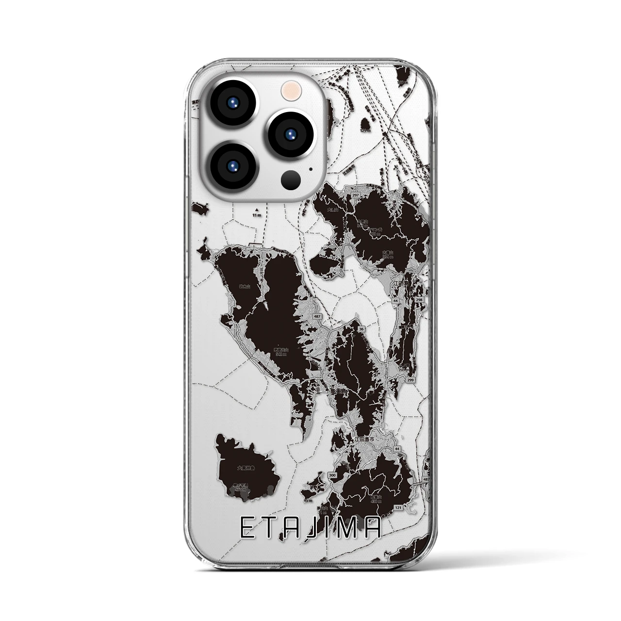 【江田島2(広島県)】地図柄iPhoneケース(クリアタイプ)