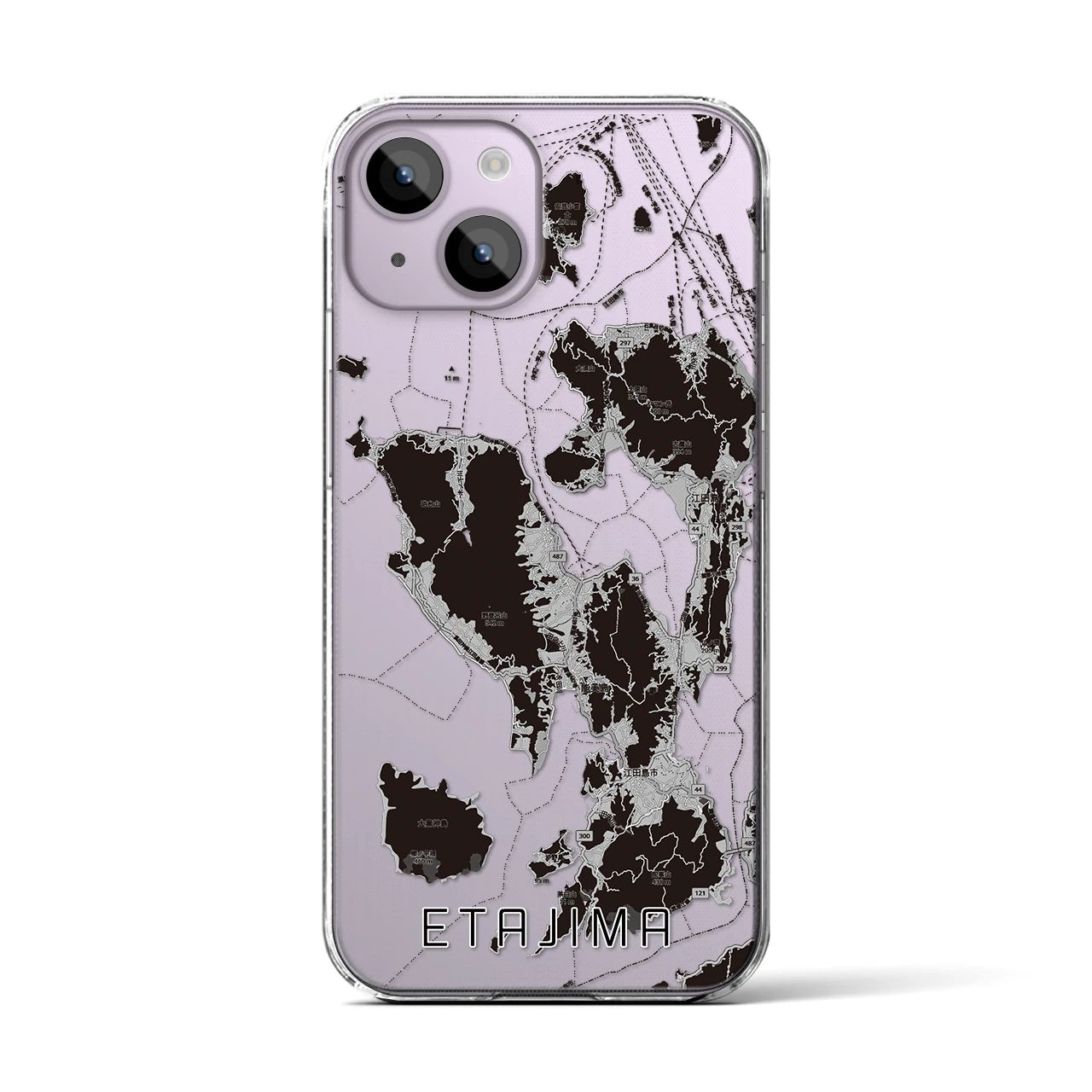 【江田島2(広島県)】地図柄iPhoneケース(クリアタイプ)