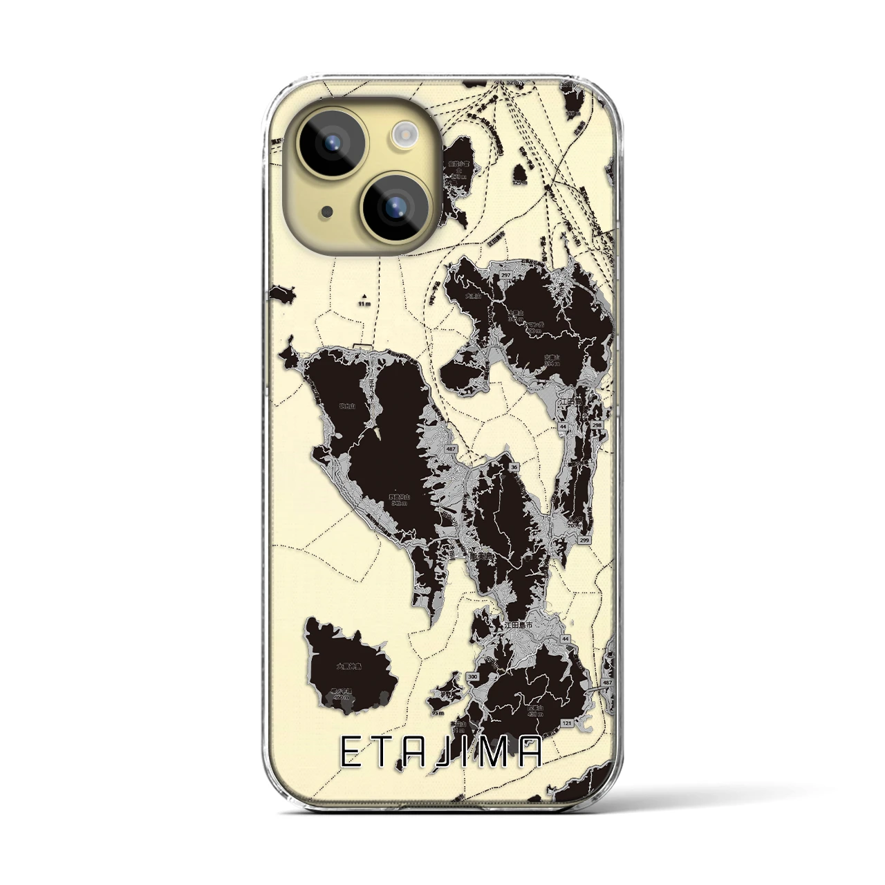 【江田島2(広島県)】地図柄iPhoneケース(クリアタイプ)