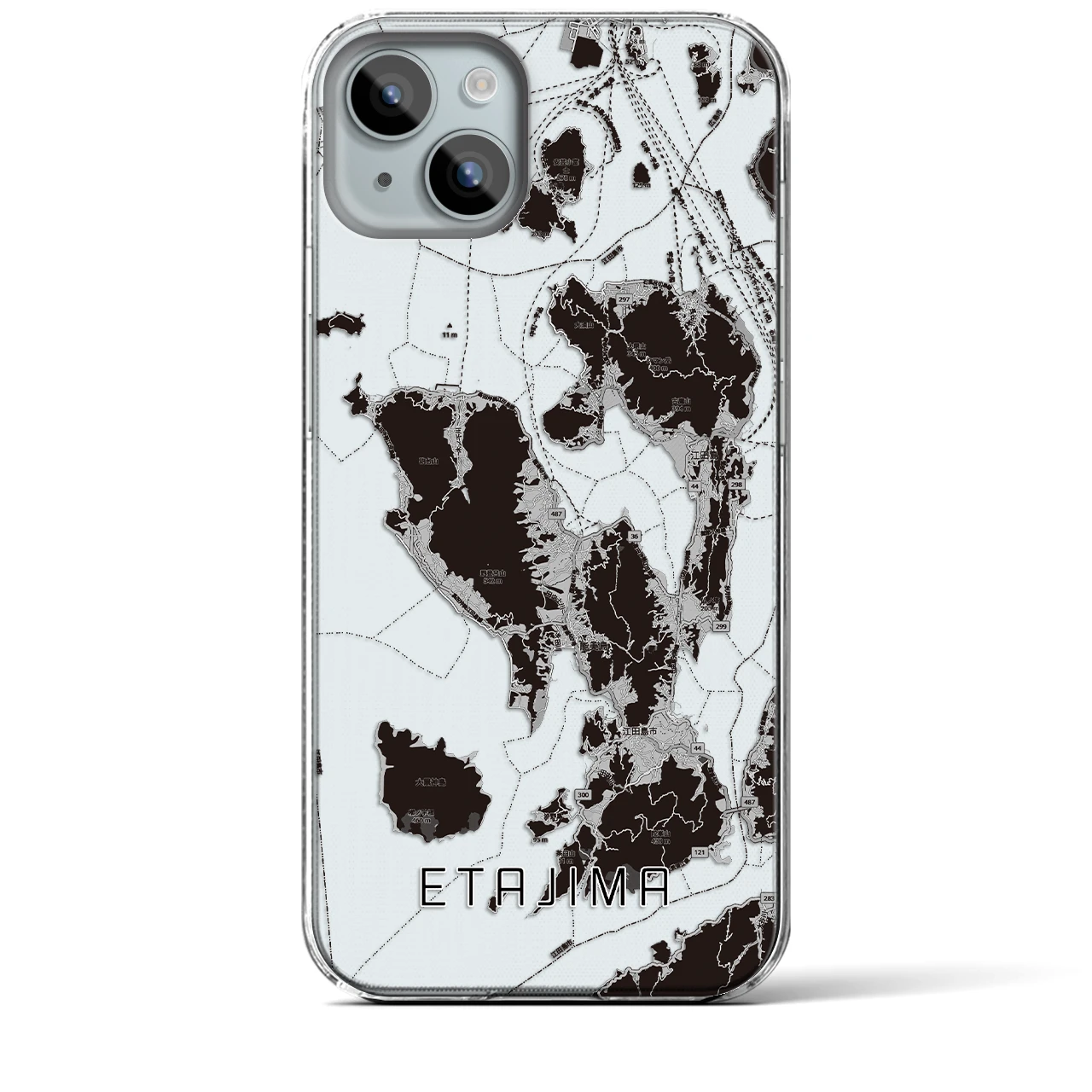 【江田島2(広島県)】地図柄iPhoneケース(クリアタイプ)