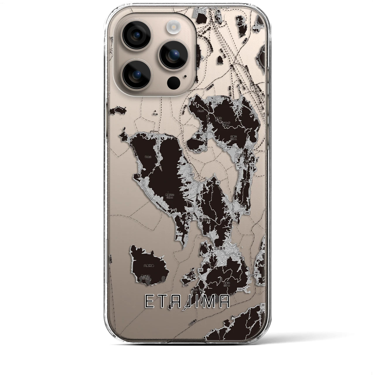 【江田島2(広島県)】地図柄iPhoneケース(クリアタイプ)