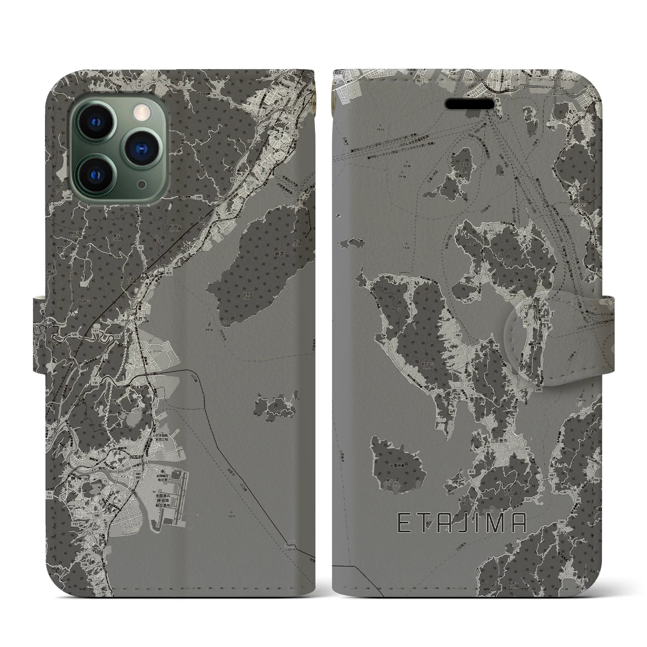【江田島2(広島県)】地図柄iPhoneケース(手帳タイプ)