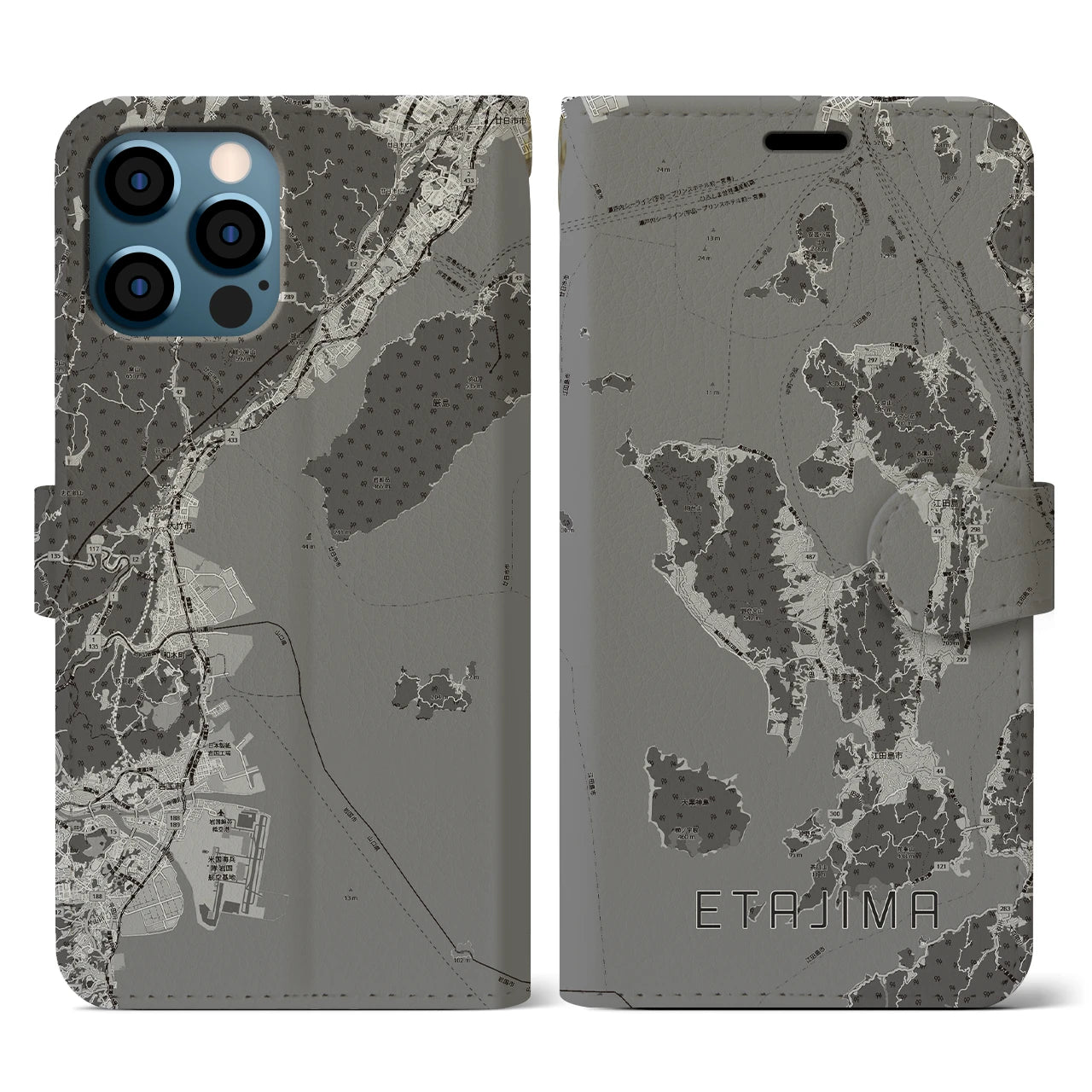 【江田島2(広島県)】地図柄iPhoneケース(手帳タイプ)