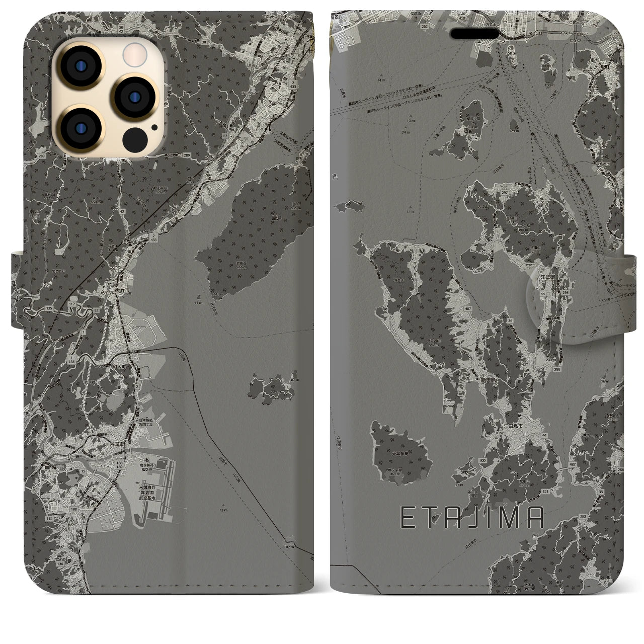 【江田島2(広島県)】地図柄iPhoneケース(手帳タイプ)