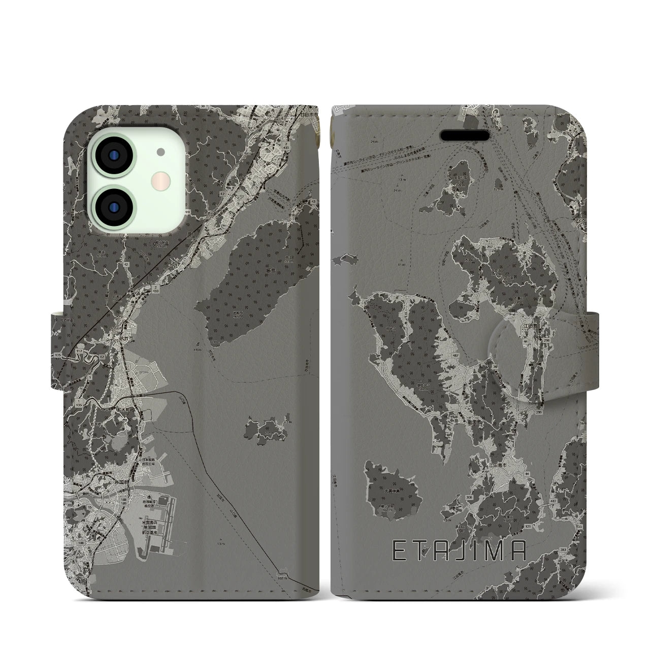 【江田島2(広島県)】地図柄iPhoneケース(手帳タイプ)