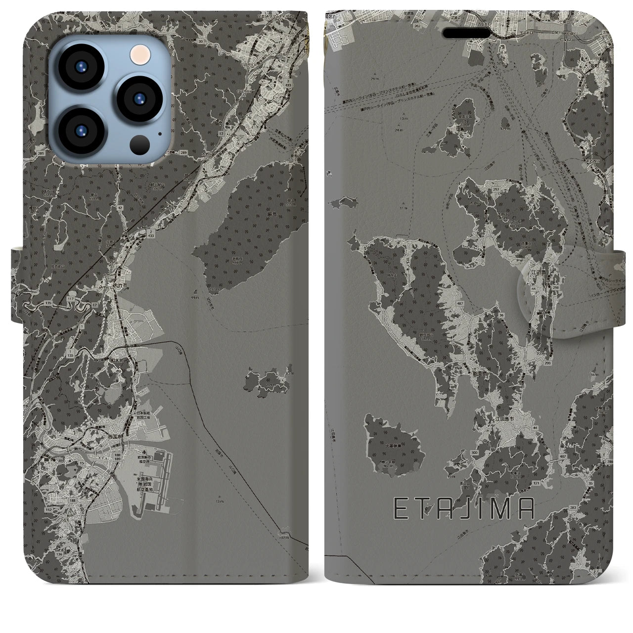 【江田島2(広島県)】地図柄iPhoneケース(手帳タイプ)