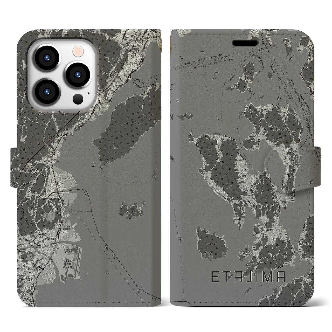 【江田島2(広島県)】地図柄iPhoneケース(手帳タイプ)