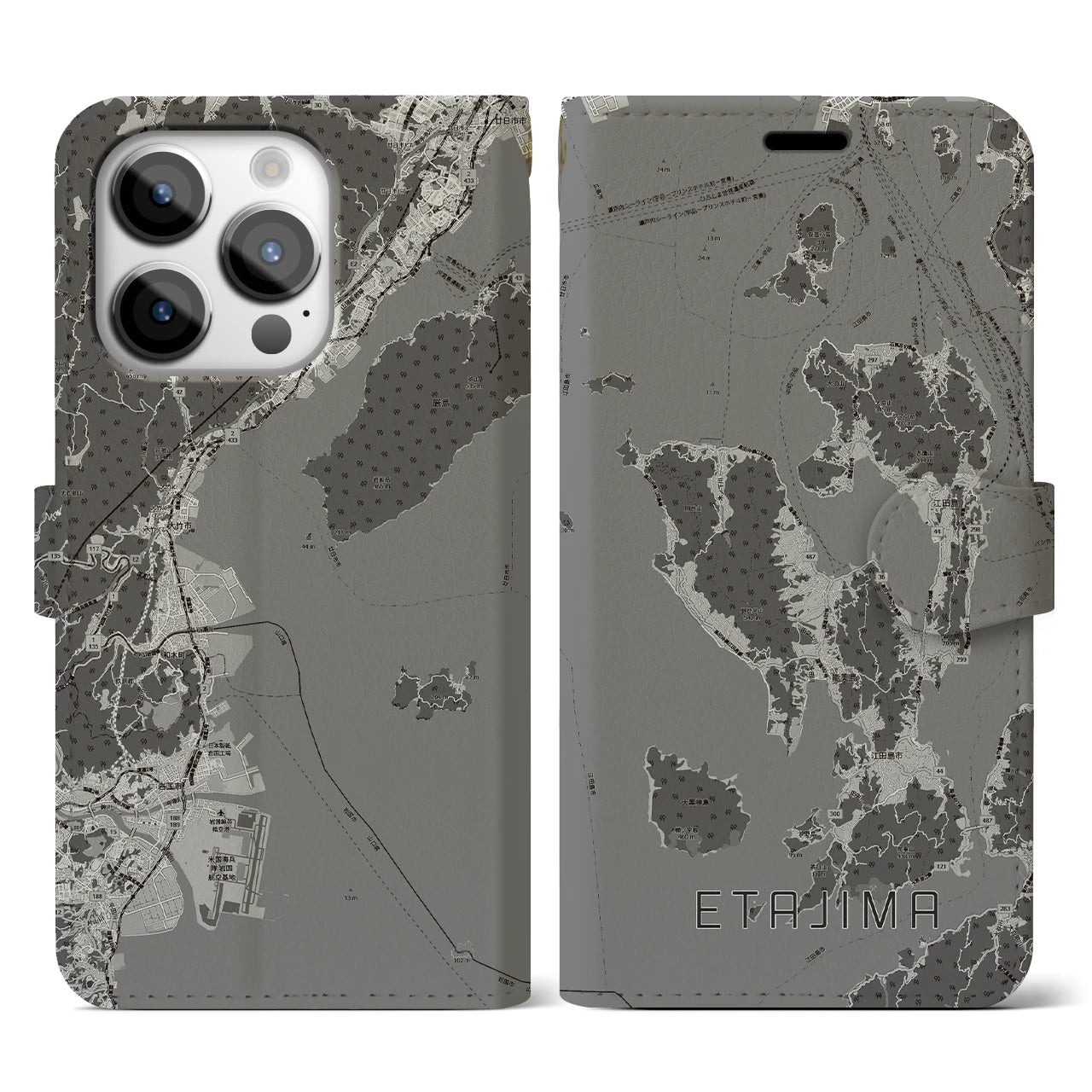 【江田島2(広島県)】地図柄iPhoneケース(手帳タイプ)