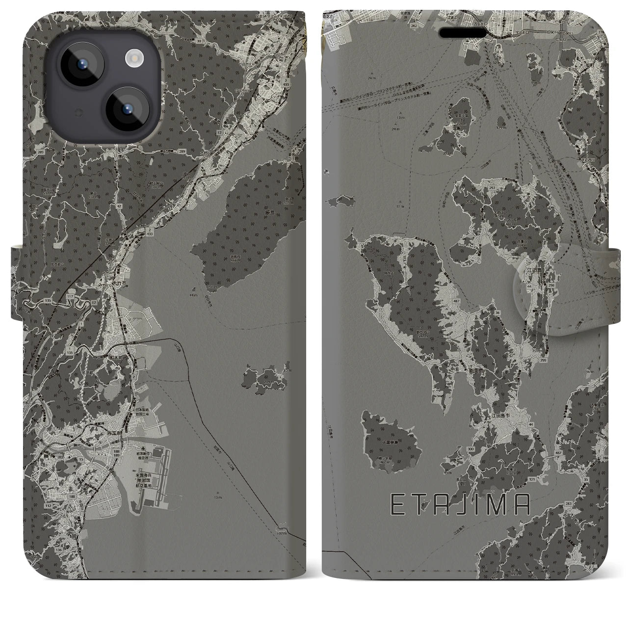 【江田島2(広島県)】地図柄iPhoneケース(手帳タイプ)