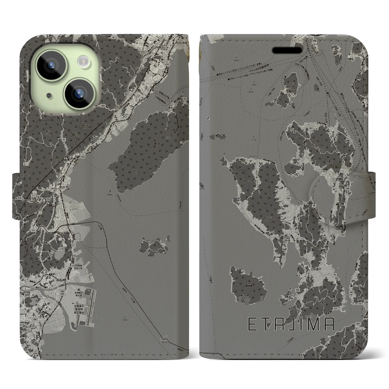 【江田島2(広島県)】地図柄iPhoneケース(手帳タイプ)