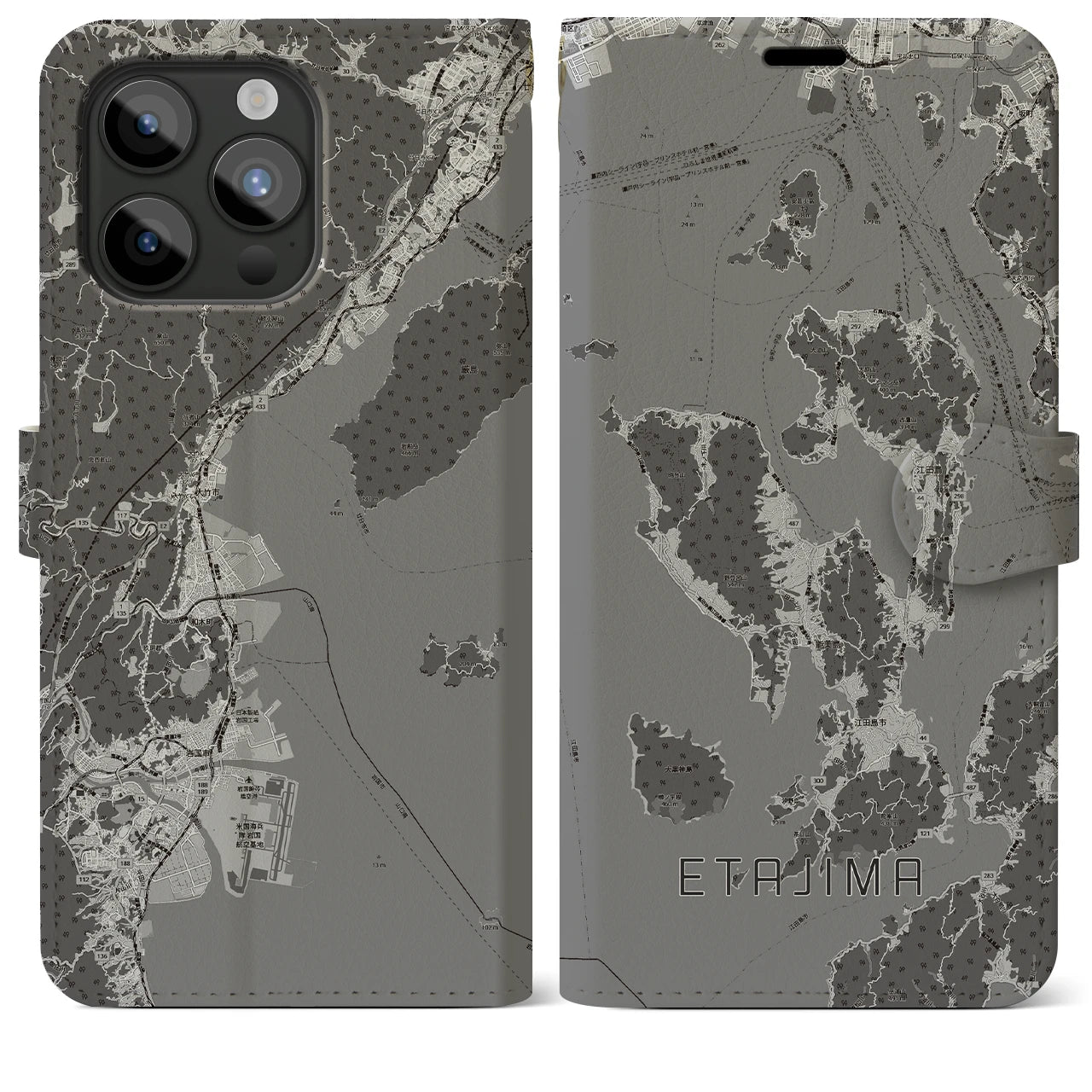 【江田島2(広島県)】地図柄iPhoneケース(手帳タイプ)