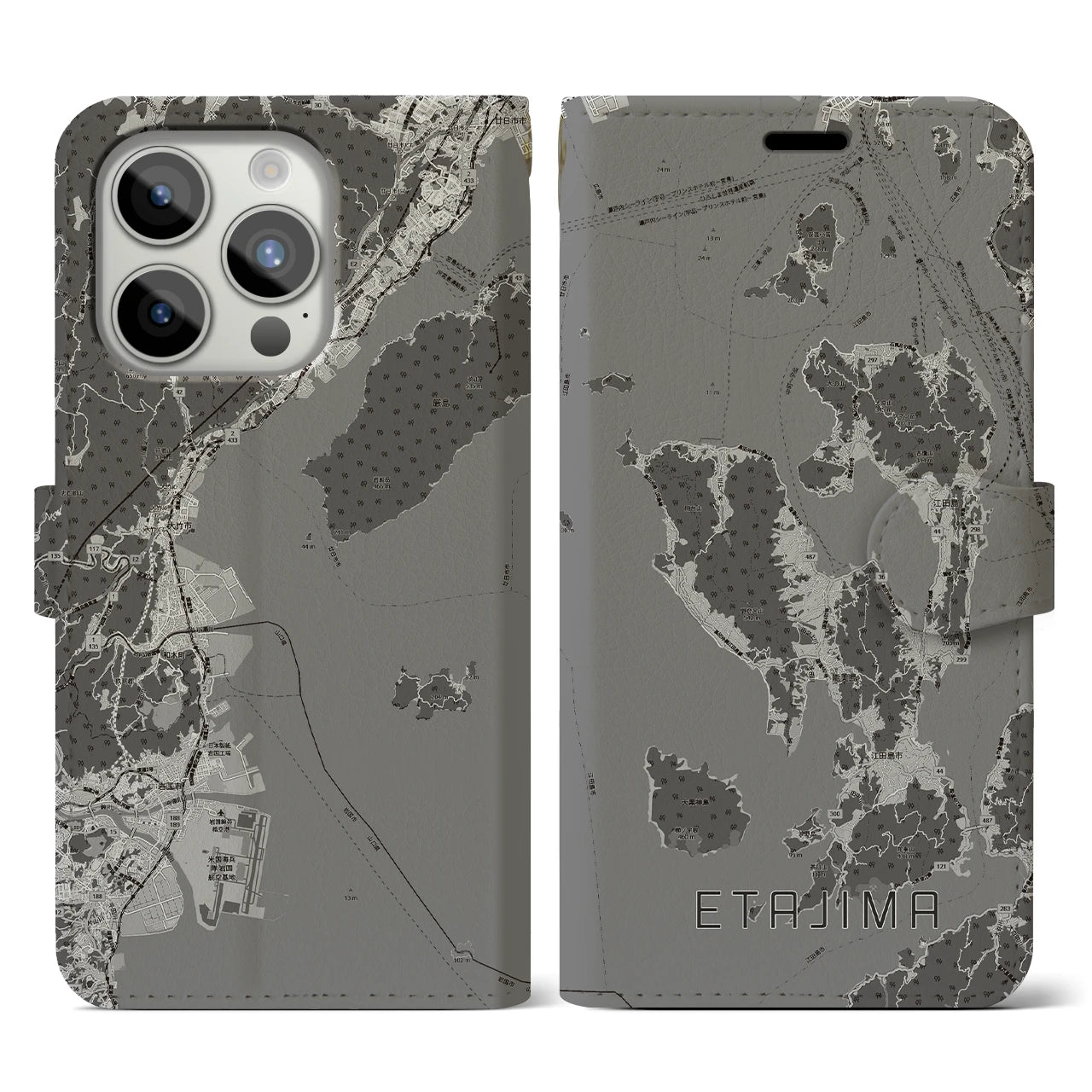 【江田島2(広島県)】地図柄iPhoneケース(手帳タイプ)