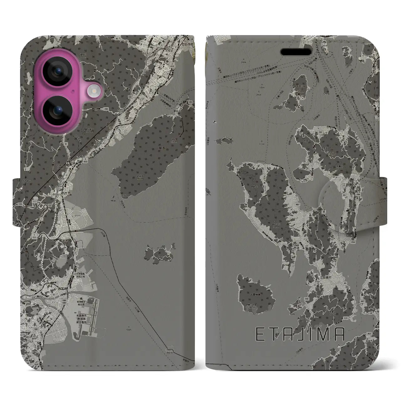 【江田島2(広島県)】地図柄iPhoneケース(手帳タイプ)