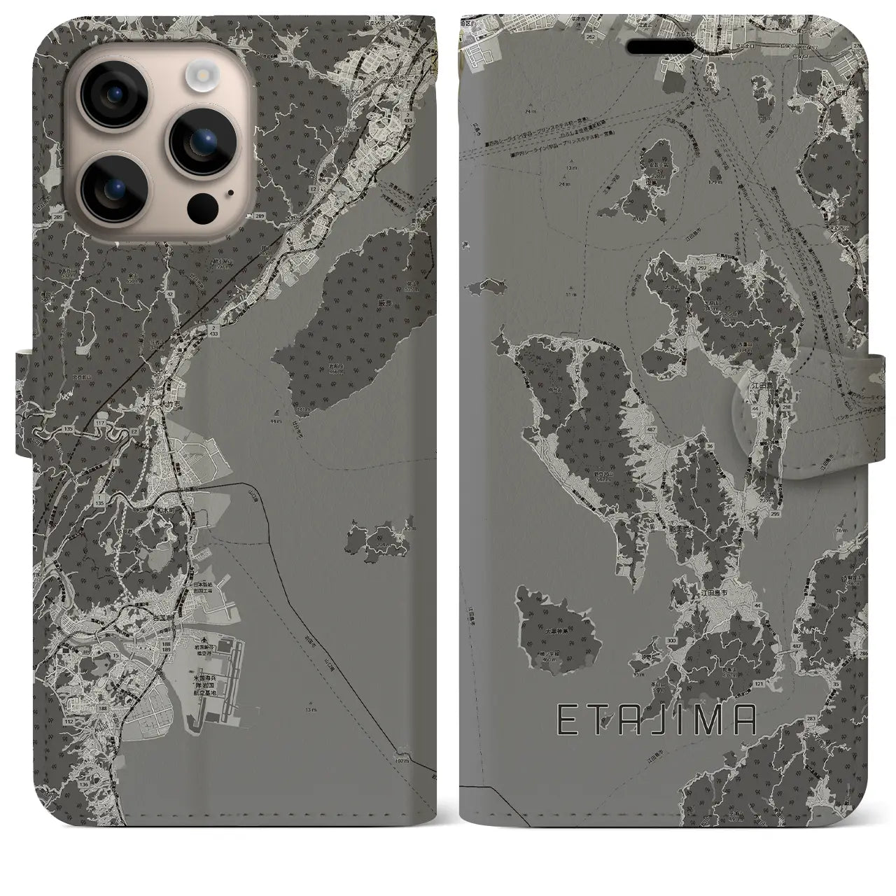 【江田島2(広島県)】地図柄iPhoneケース(手帳タイプ)