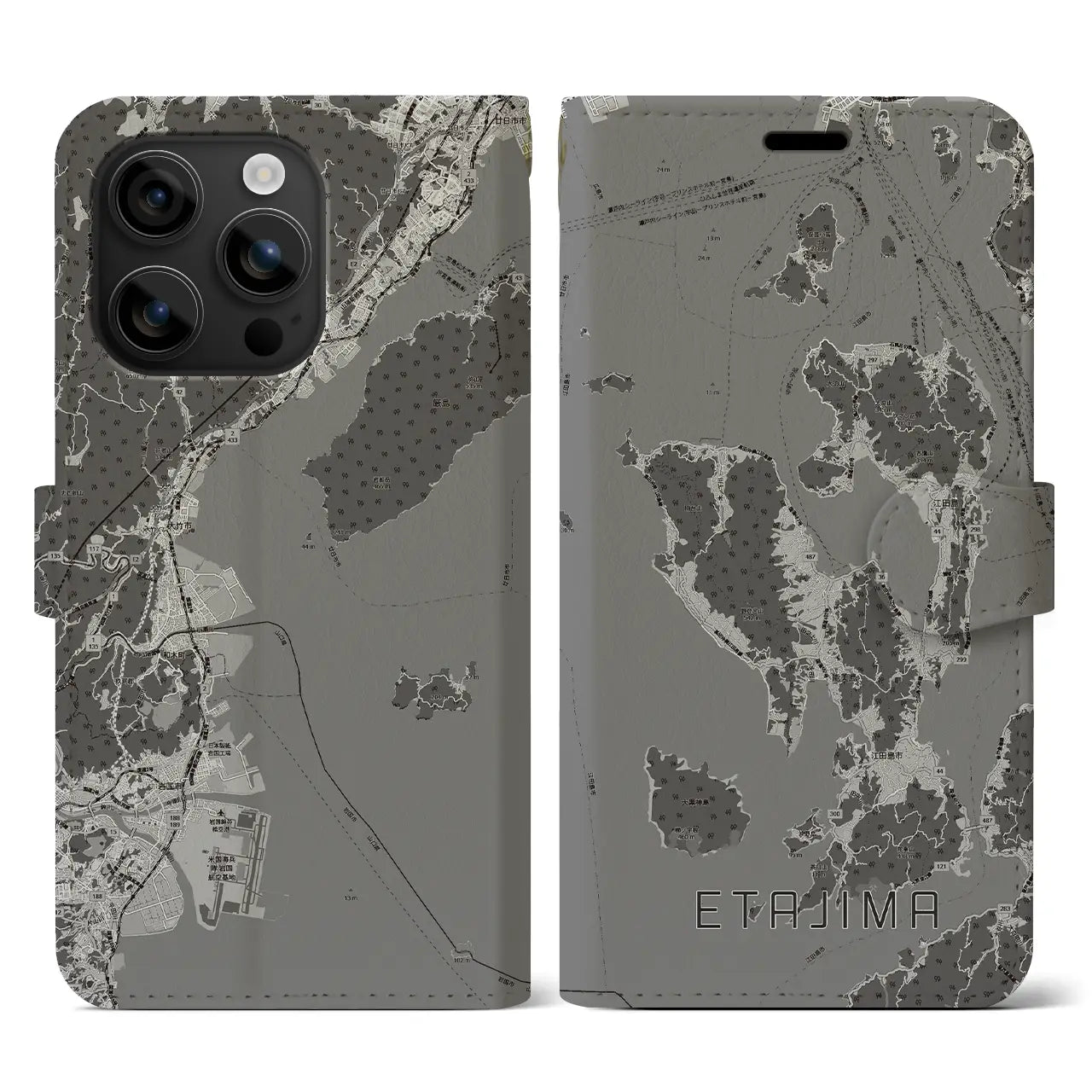 【江田島2(広島県)】地図柄iPhoneケース(手帳タイプ)