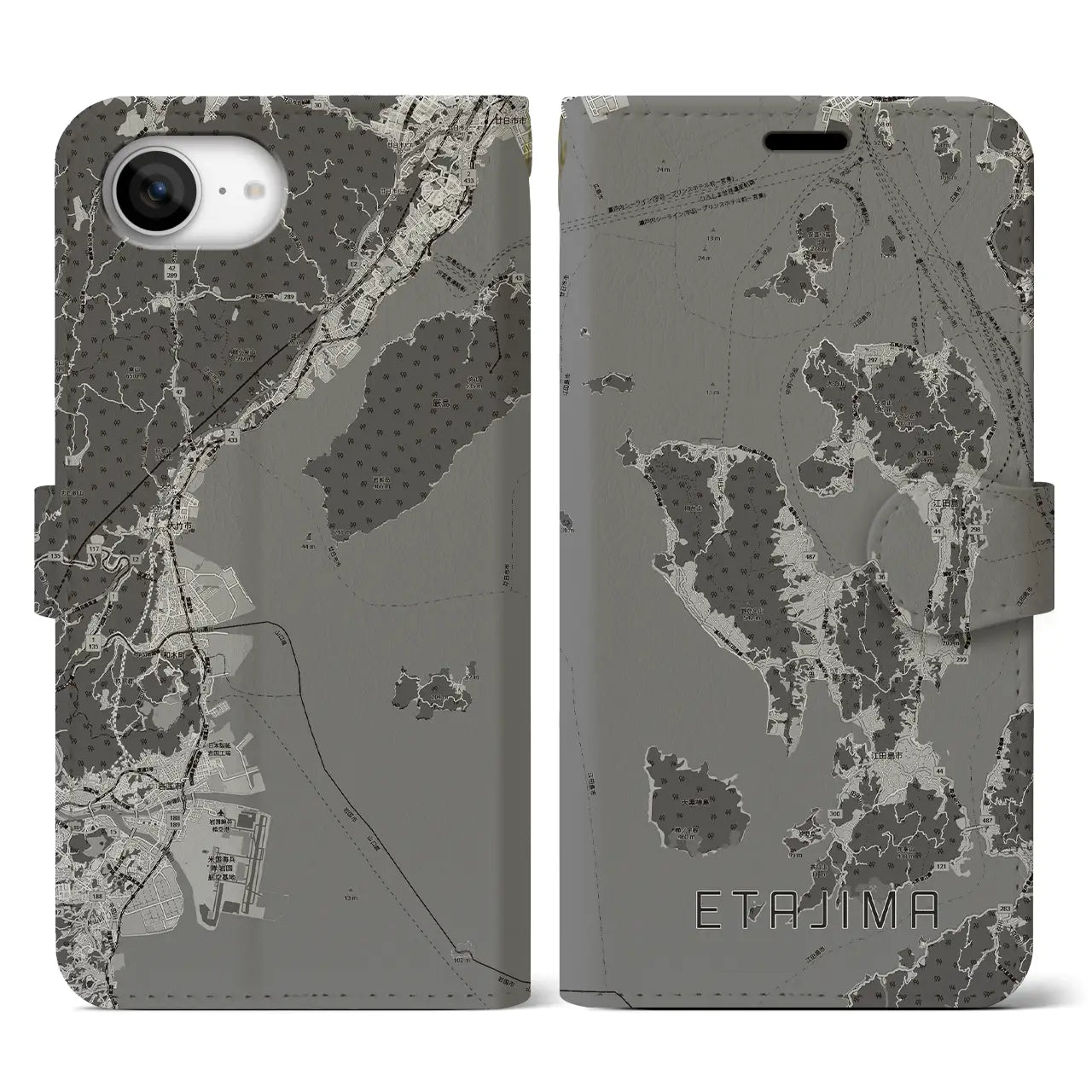 【江田島2(広島県)】地図柄iPhoneケース(手帳タイプ)
