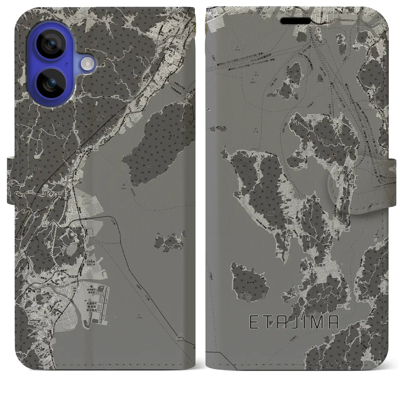 【江田島2(広島県)】地図柄iPhoneケース(手帳タイプ)