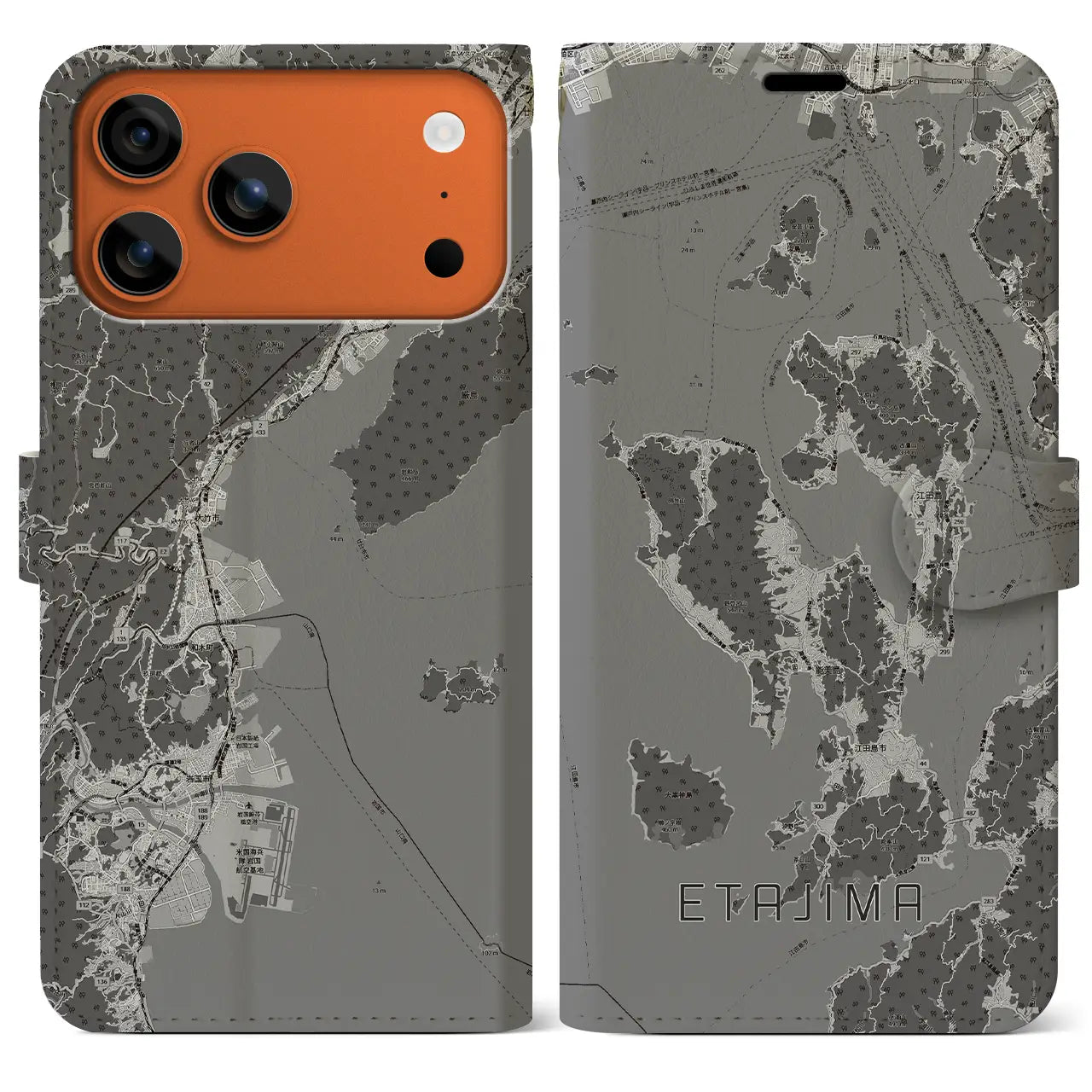 【江田島2(広島県)】地図柄iPhoneケース(手帳タイプ)