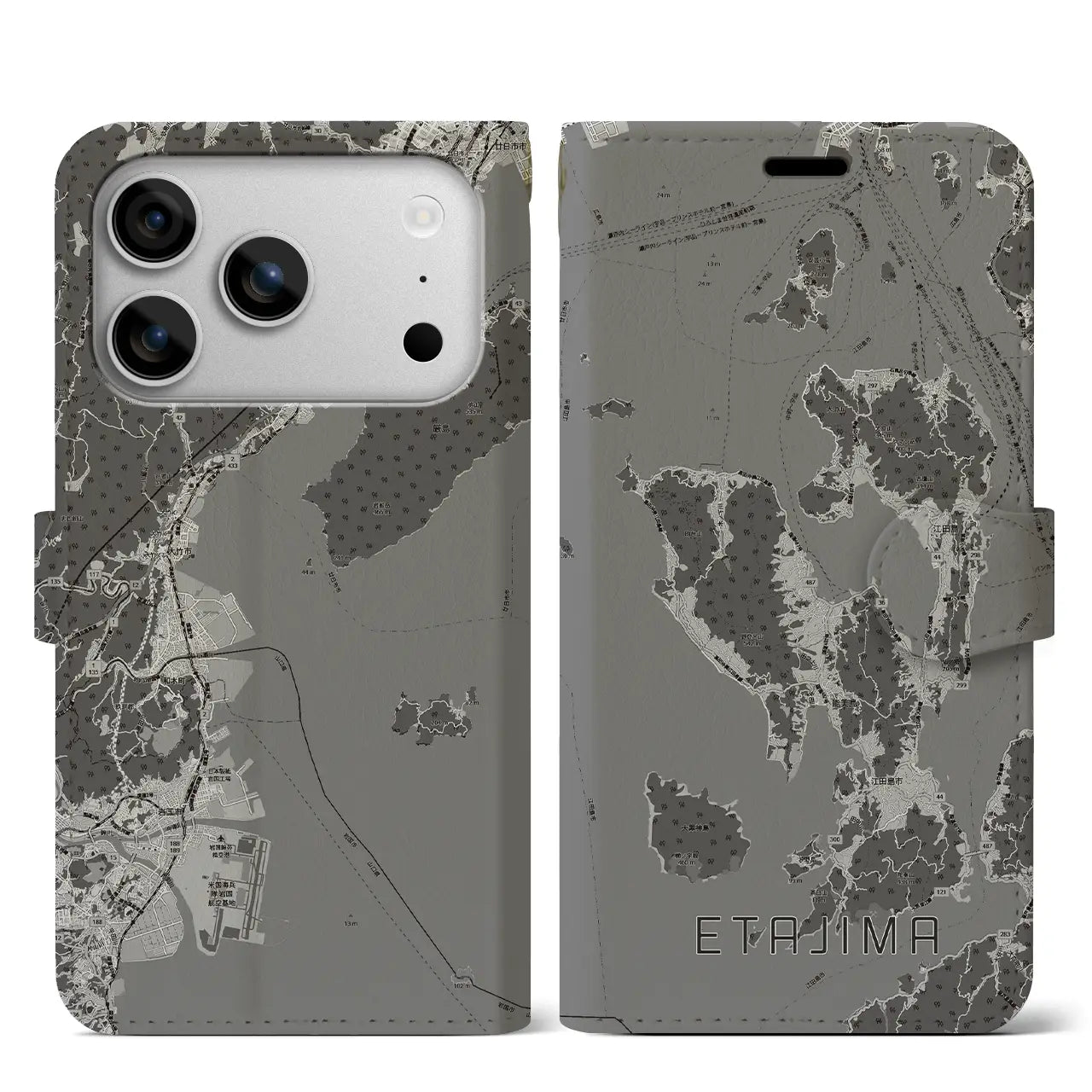 【江田島2(広島県)】地図柄iPhoneケース(手帳タイプ)