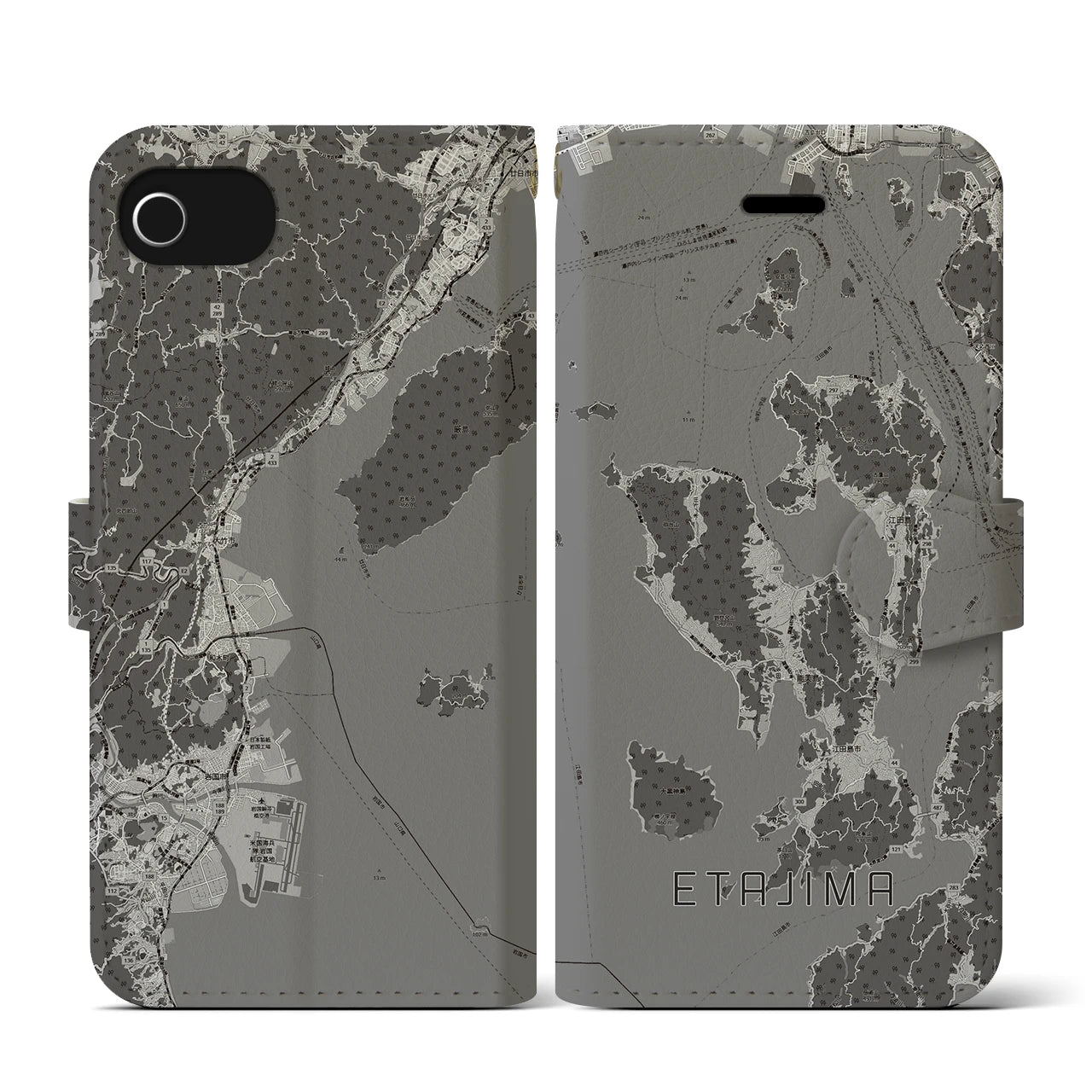 【江田島2(広島県)】地図柄iPhoneケース(手帳タイプ)