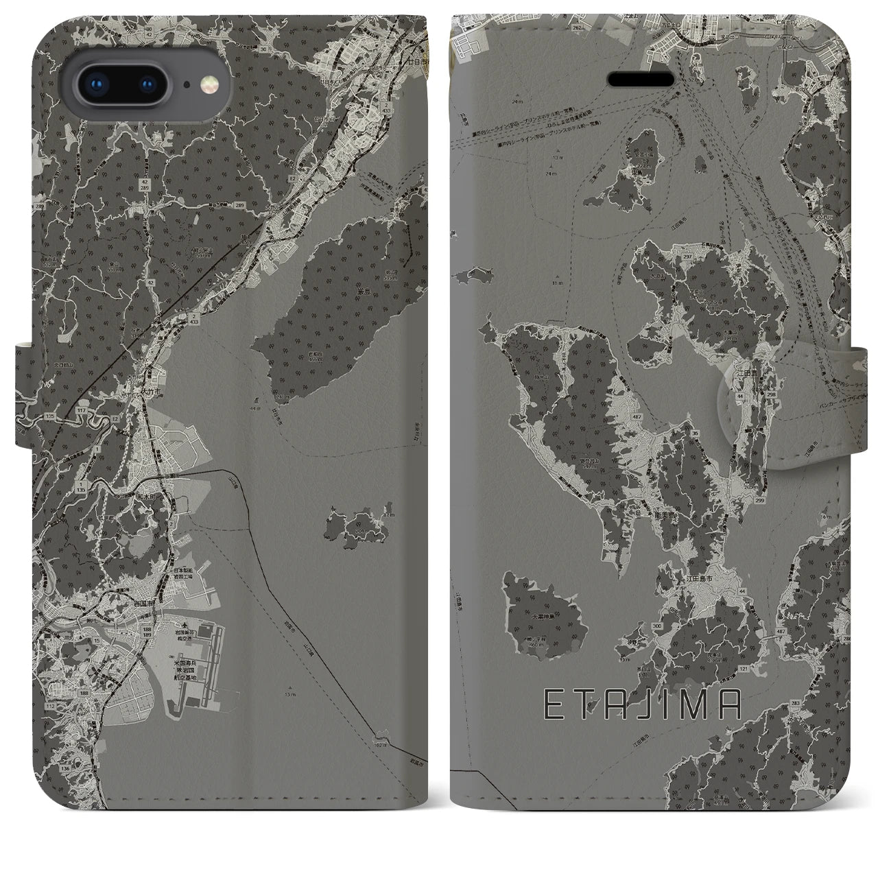 【江田島2(広島県)】地図柄iPhoneケース(手帳タイプ)