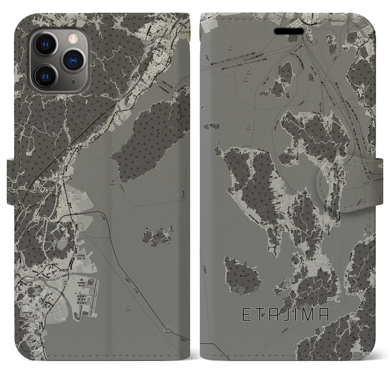 【江田島2(広島県)】地図柄iPhoneケース(手帳タイプ)