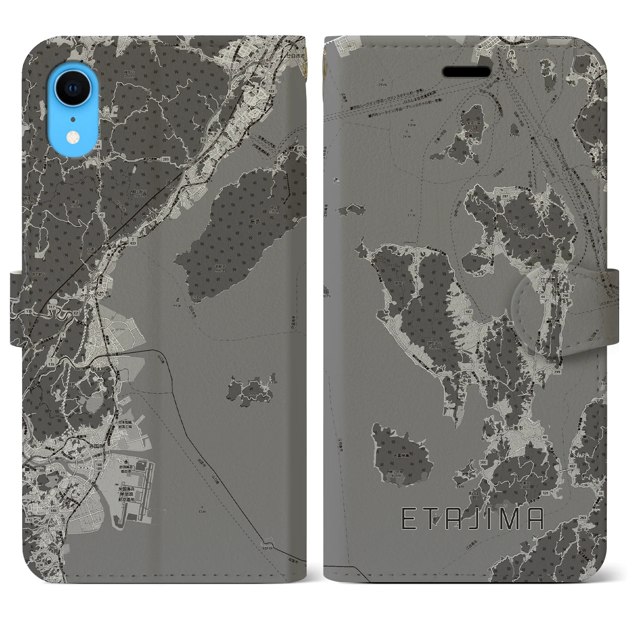 【江田島2(広島県)】地図柄iPhoneケース(手帳タイプ)