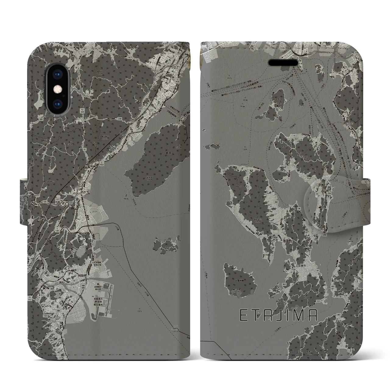 【江田島2(広島県)】地図柄iPhoneケース(手帳タイプ)