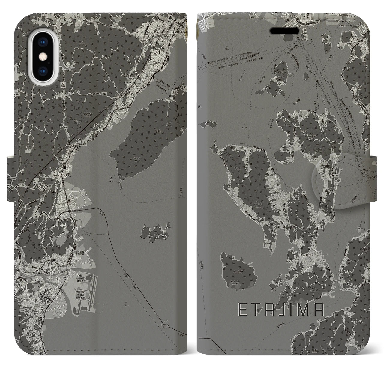 【江田島2(広島県)】地図柄iPhoneケース(手帳タイプ)